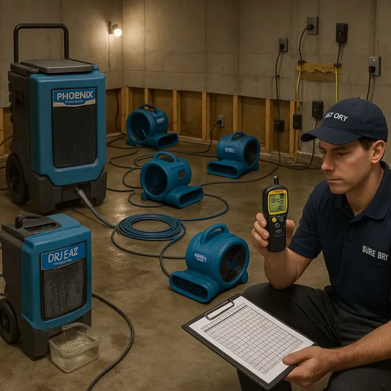Structural Drying and Dehumidification process in Greenlawn, NY